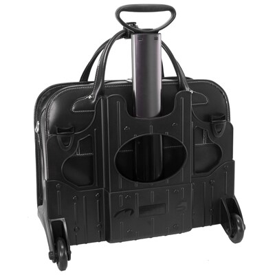 McKlein Lakewood, Checkpoint-Friendly Detachable Wheeled Laptop Briefcase, Top Grain Cowhide Leather, Black (96615)