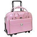 McKlein Roseville, Checkpoint-Friendly Detachable Wheeled Laptop Briefcase, Top Grain Cowhide Leather, Pink (96649)