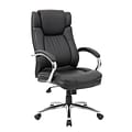Boss High Back LeatherPlus Executive Chair w/Chrome Base, Black (B17001C-BK)