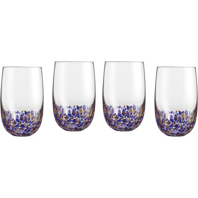 4-Piece Highball Glassware Set in Blue/Gold (CGS4HBBG)