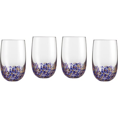 4-Piece Highball Glassware Set in Blue/Gold (CGS4HBBG)