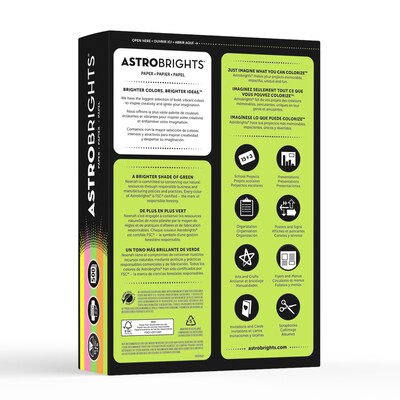 Astrobrights Colored Paper, 24 lbs., 8.5" x 11", Assorted Neon Colors, 500 Sheets/Ream (20270)