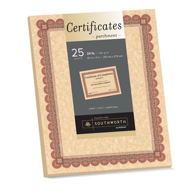 Southworth Certificates, 8.5 x 11, Copper, 25/Pack (CT5R)