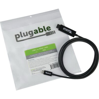 Plugable USBC-HDMI-CABLE USB 3.1 Type C to HDMI 2.0 Male/Male Audio/Video Cable, Black