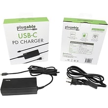 Plugable USBC-PS-60W USB Type C Power Delivery 2.0 AC Adapter, Black