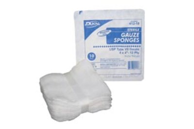 Dukal Gauze Sponge, 4 x 4, Sterile Tray, 12-Ply, 10/Tray (412-10)