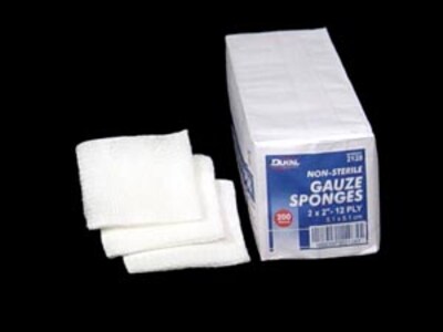 Dukal Gauze Sponge, 2 x 2, Non-Sterile, 12-Ply, 100/Bag (2128-100)