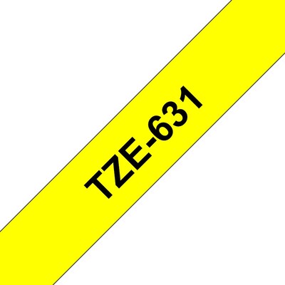 Brother P-touch TZe-631 Laminated Label Maker Tape, 1/2 x 26-2/10, Black on Yellow, 2/Pack (TZe-63