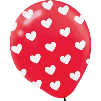 Amscan ValentineS Day Heart All-Over Printed Balloons, 12, Red, Latex, 30/Pack (110036)