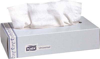 Tork Universal Facial Tissue Flat Box, 2-Ply White