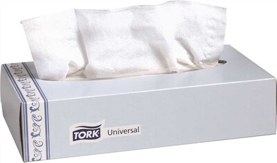 Tork Universal Facial Tissue Flat Box, 2-Ply White