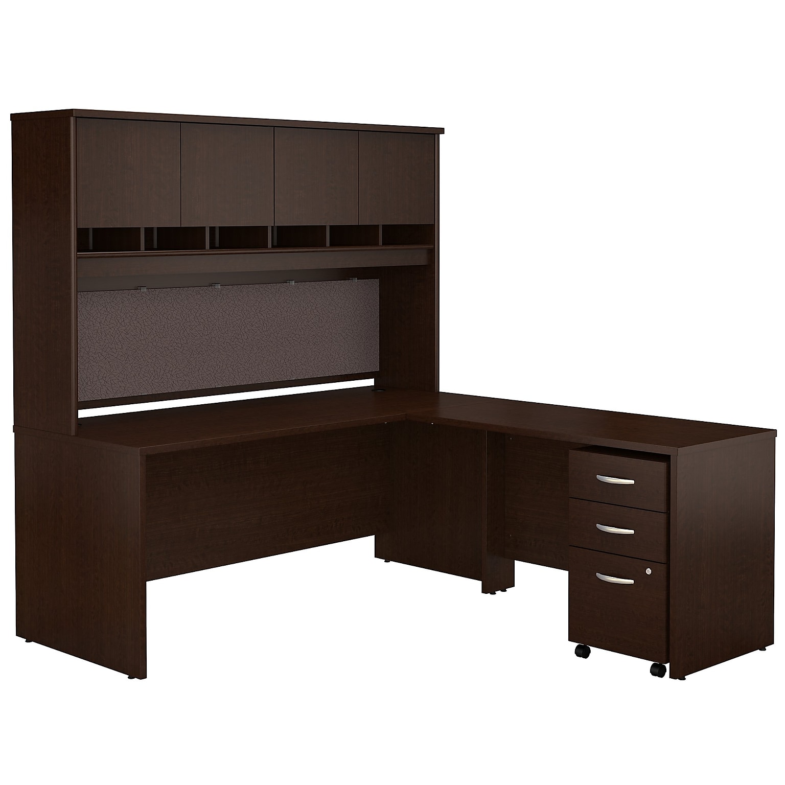 Bush Business Furniture Westfield 72W L Shaped Desk with Hutch and Mobile File Cabinet, Mocha Cherry (SRC0018MRSU)