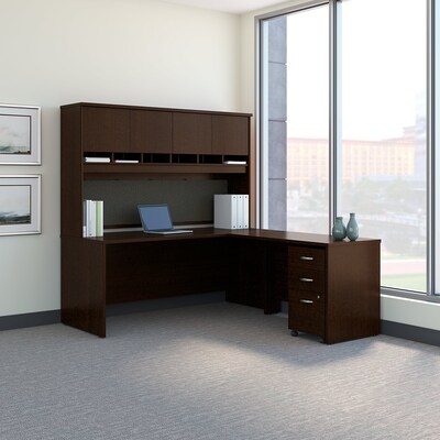 Bush Business Furniture Westfield 72W L Shaped Desk with Hutch and Mobile File Cabinet, Mocha Cherry