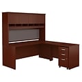 Bush Business Furniture Westfield 72W L Shaped Desk with Hutch and Mobile File Cabinet, Mahogany, Installed (SRC0018MASUFA)
