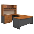 Bush Business Furniture Westfield 72W Left Handed Bow Front U Shaped Desk with Hutch, Natural Cherry, Installed (SRC005NCLSUFA)