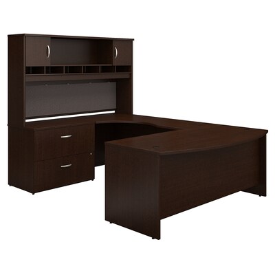 Bush Business Furniture Westfield 72W Left Handed Bow Front U Shaped Desk with Hutch and Storage, Mocha Cherry (SRC005MRLSU)
