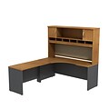 Bush Business Furniture Westfield Left Handed L Shaped Corner Desk with Hutch, Natural Cherry, Installed (SRC002NCLFA)