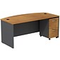 Bush Business Furniture Westfield Bow Front Desk with 2 Drawer Mobile Pedestal, Natural Cherry (SRC0