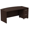 Bush Business Furniture Westfield Bow Front Desk with 2 Drawer Mobile Pedestal, Mocha Cherry, Installed (SRC0020MRSUFA)