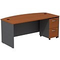 Bush Business Furniture Westfield Bow Front Desk with 2 Drawer Mobile Pedestal, Auburn Maple, Installed (SRC0020AUSUFA)