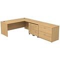 Bush Business Furniture Westfield L Shaped Desk with 2 Mobile Pedestals and Lateral File, Light Oak, Installed (SRC0011LOSUFA)