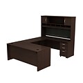 Bush Business Furniture Westfield U Shaped Desk with Hutch and 3 Drawer Mobile Pedestal, Mocha Cherry (SRC004MRSU)