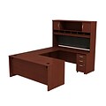 Bush Business Furniture Westfield U Shaped Desk with Hutch and 3 Drawer Mobile Pedestal, Mahogany (SRC004MASU)