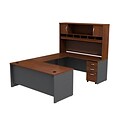 Bush Business Furniture Westfield U Shaped Desk with Hutch and 3 Drawer Pedestal, Hansen Cherry, Installed (SRC004HCSUFA)
