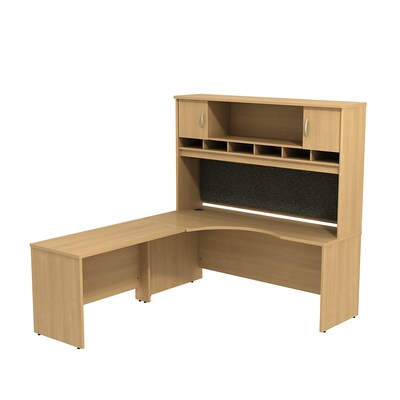 Bush Business Furniture Westfield Left Handed Corner L Shaped Desk with Hutch, Light Oak (SRC002LOL)
