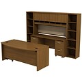 Bush Business Furniture Westfield Bow Front Desk with Credenza, Hutch and Bookcases, Warm Oak, Installed (SRC0010WOSUFA)