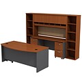 Bush Business Furniture Westfield Bow Front Desk with Credenza, Hutch and Bookcases, Auburn Maple (SRC0010AUSU)