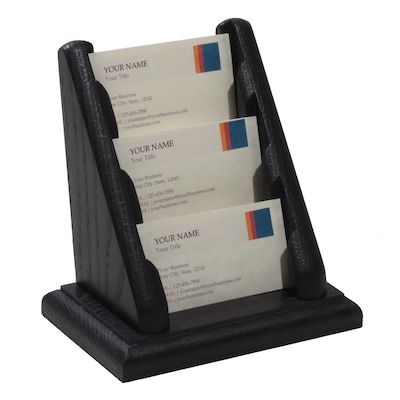 Wooden Mallet 3 Pocket Countertop Business Card Holder, Black (BCC13BK)