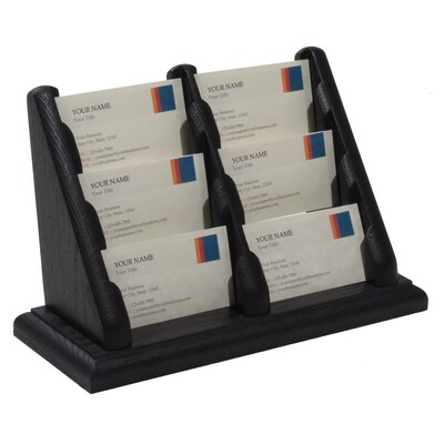 Wooden Mallet 6 Pocket Countertop Business Card Holder, Black (BCC26BK)