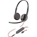 Plantronics Blackwire C3225 Stereo On Ear Computer Headset, Black (209751-101)