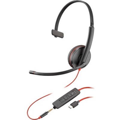 Plantronics Blackwire C3215 Mono On Ear Computer Headset, Black (209750-101)