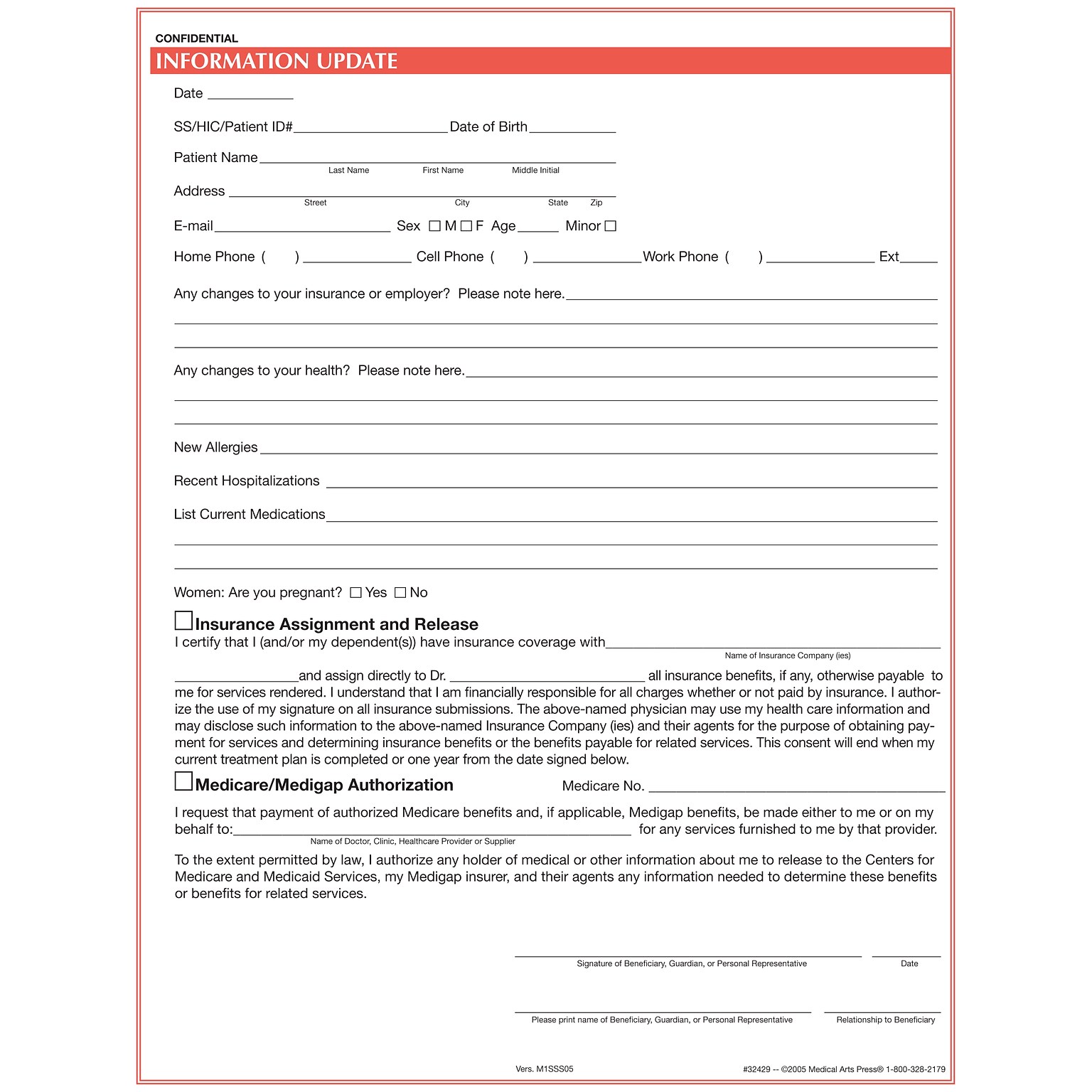 Medical Arts Press® Dental Chart Forms For Adult Patients; Information