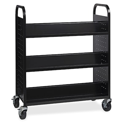 Lorell 6-Shelf Book Cart, Double-Sided, Black (LLR99931)
