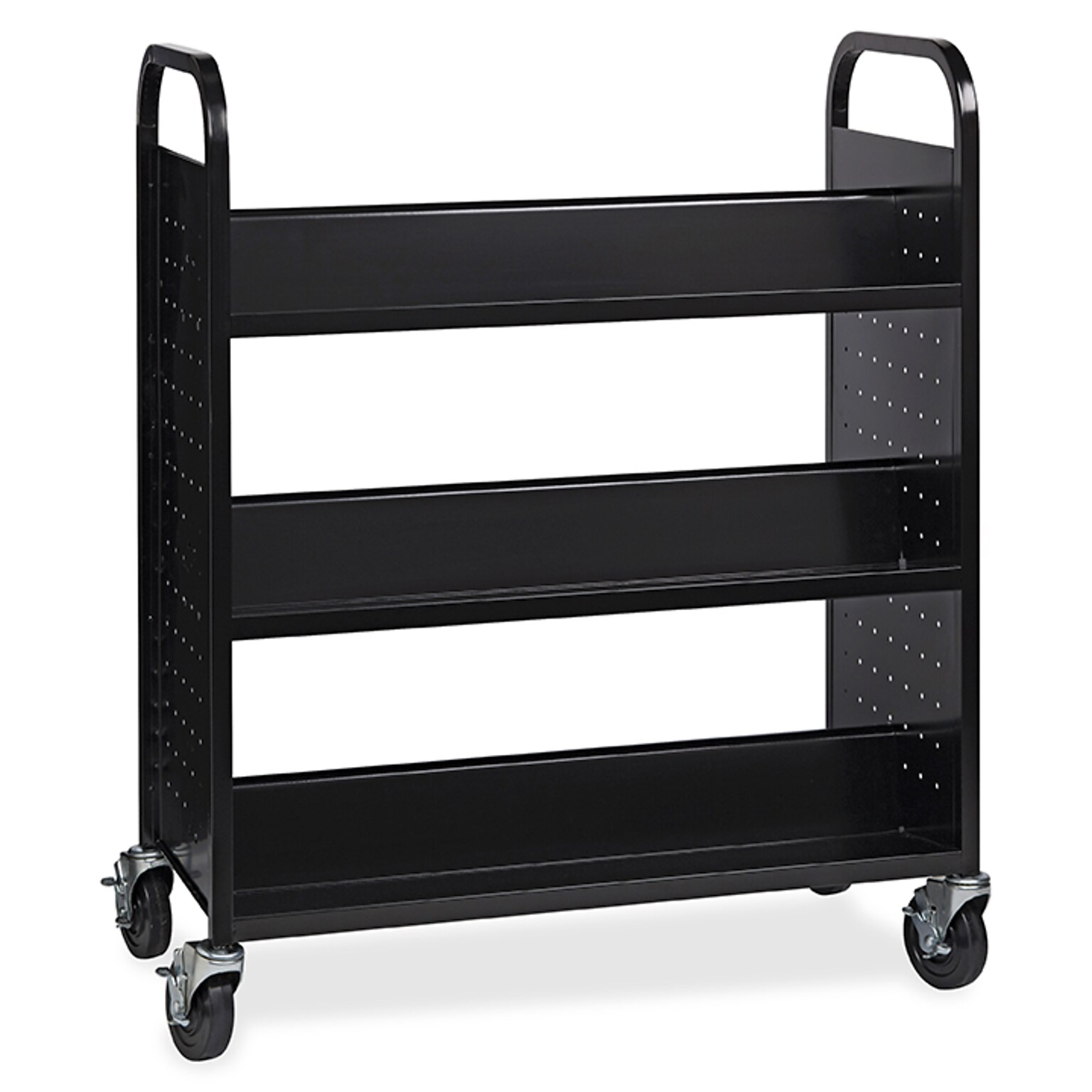Lorell 6-Shelf Book Cart, Double-Sided, Black (LLR99931)