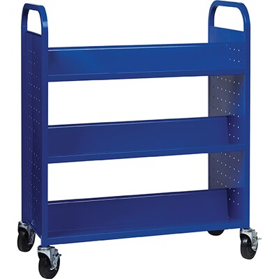Lorell 6-Shelf Book Cart, Double-Sided, Blue (LLR99932)