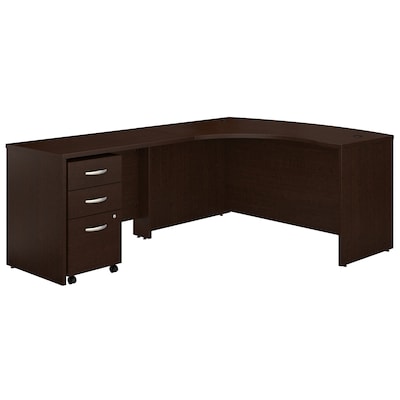 Bush Business Furniture Westfield Left Handed L Shaped Desk with Mobile File Cabinet, Mocha Cherry, Installed (SRC007MRLSUFA)