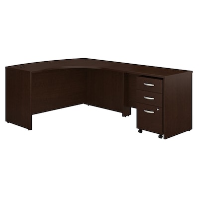 Bush Business Furniture Westfield Right Handed L Shaped Desk with Mobile File Cabinet, Mocha Cherry