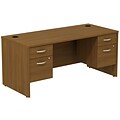 Bush Business Furniture Westfield Desk with two 3/4 Pedestals, Warm Oak (SRC008WOSU)