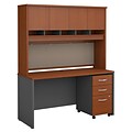 Bush Business Furniture Westfield 60W Office Desk with Hutch and Mobile File Cabinet, Auburn Maple, Installed (SRC014AUSUFA)