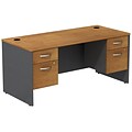 Bush Business Furniture Westfield Desk with two 3/4 Pedestals, Natural Cherry (SRC008NCSU)
