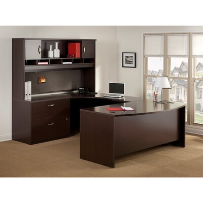 Bush Business Furniture Westfield Bow Front Left Handed U Shaped Desk with Lateral File Cabinet, Mocha Cherry (SRC019MRLSU)