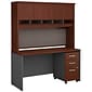 Bush Business Furniture Westfield 60W x 24D Office Desk with Hutch and Mobile File Cabinet, Hansen Cherry (SRC014HCSU)