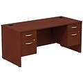 Bush Business Furniture Westfield Desk with two 3/4 Pedestals, Mahogany, Installed (SRC008MASUFA)