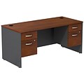 Bush Business Furniture Westfield Desk with two 3/4 Pedestals, Hansen Cherry (SRC008HCSU)