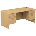 Bush Business Furniture Westfield Desk with two 3/4 Pedestals, Light Oak (SRC008LOSU)