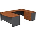 Bush Business Furniture Westfield Bow Front Right Handed U Shaped Desk with File, Auburn Maple, Installed (SRC019AURSUFA)